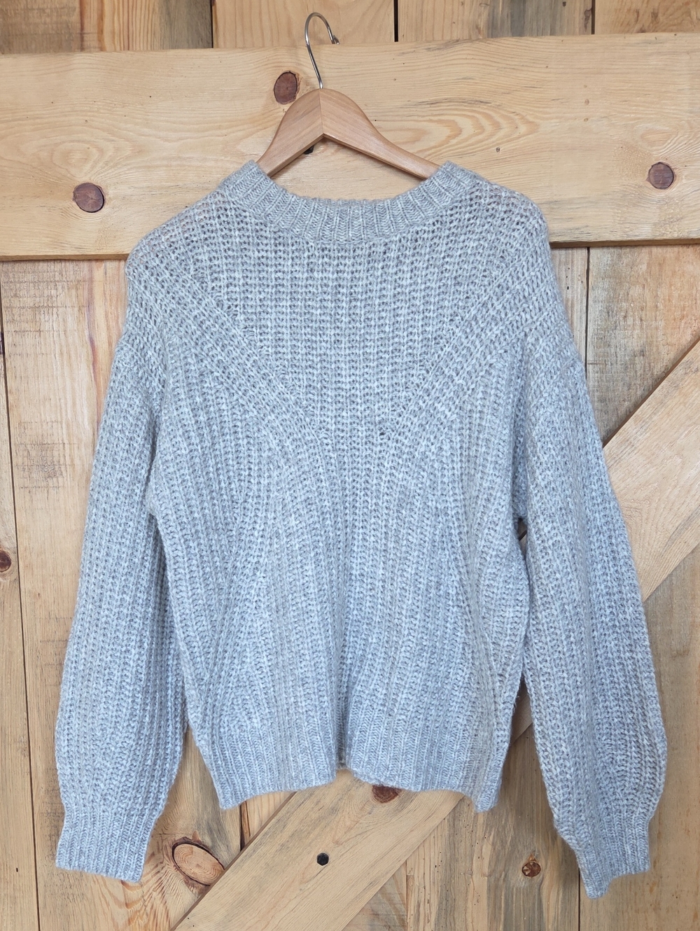 a new day Light Gray Ribbed Crewneck Sweater